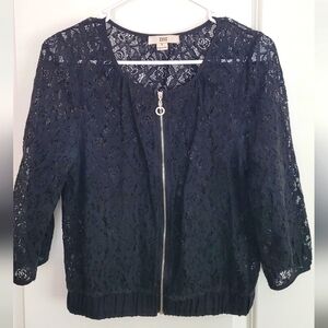 Midnight Black Lace Zip Jacket